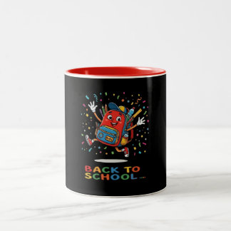 Caneca De Café Em Dois Tons Mochila Escolar Saltitante Fofa Design de Volta às