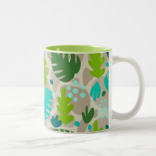 Caneca De Café Em Dois Tons Mod Monstera Leaf Abstrato havaiano Tropical Legal