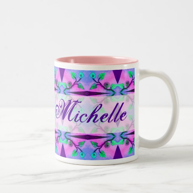 Caneca De Café Em Dois Tons Modelo abstrato floral (Direita)