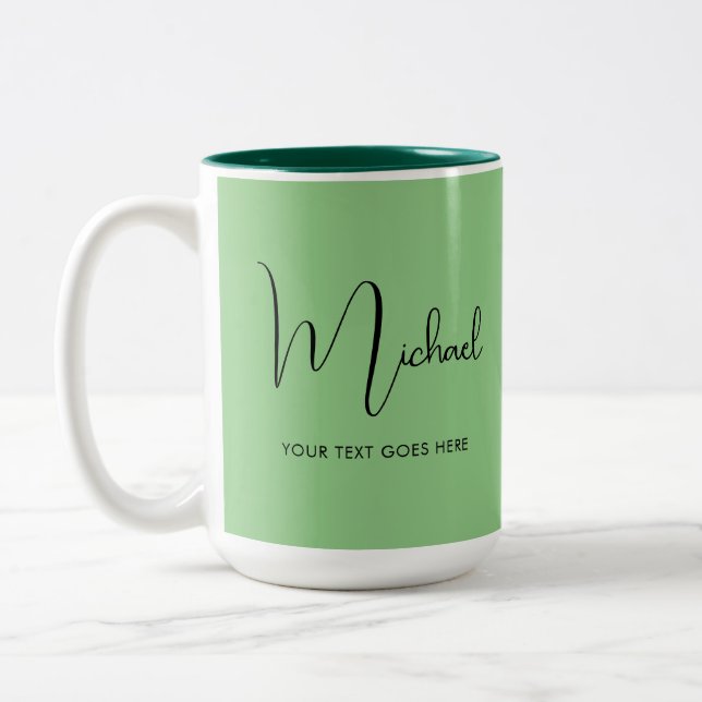Caneca De Café Em Dois Tons Modelo Coffee Mugs Handwrite Name Elegante (Esquerda)