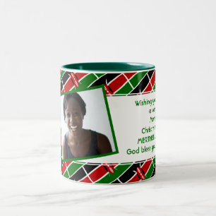 Caneca De Café Em Dois Tons Modelo de Foto FLAG do KENYA Adicionar Seu Texto