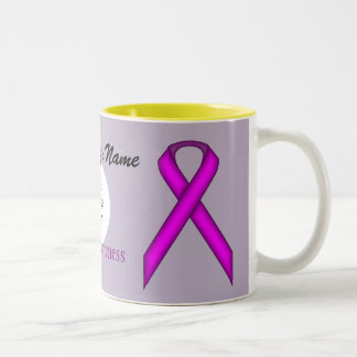 Caneca De Café Em Dois Tons Modelo de Friso Padrão Roxo por Kenneth Yoncich