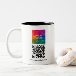 Caneca De Café Em Dois Tons Modelo de logotipo de empresa QR Code escaneável