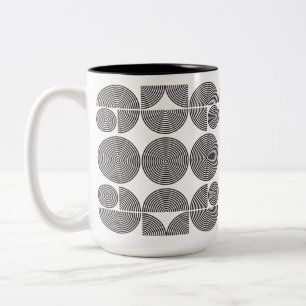 Caneca De Café Em Dois Tons modelo geométrico preto moderno do estilo retro-bo