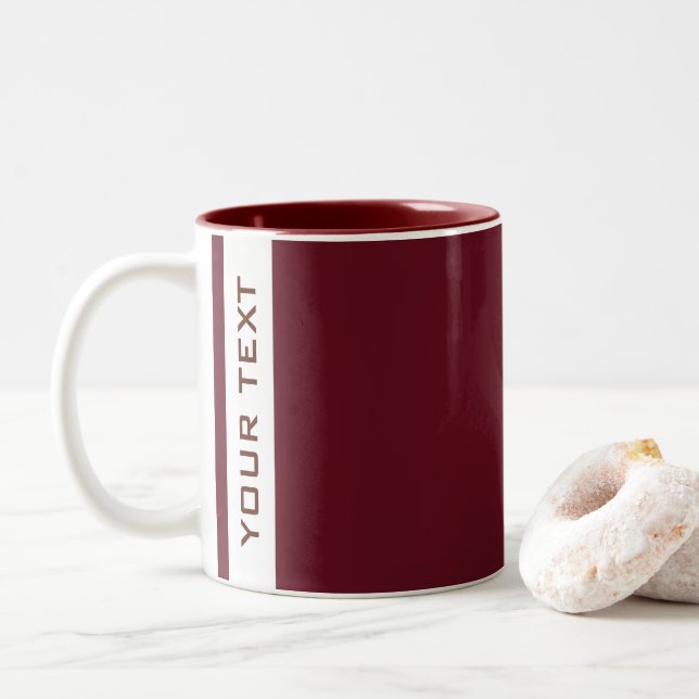 Caneca De Café Em Dois Tons Modelo mínimo moderno personalizado Seu nome ou te (Com Donut)