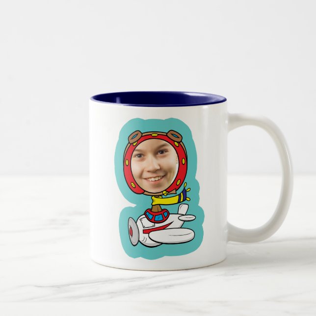 Caneca De Café Em Dois Tons Modelo piloto engraçado da cara da foto (Direita)