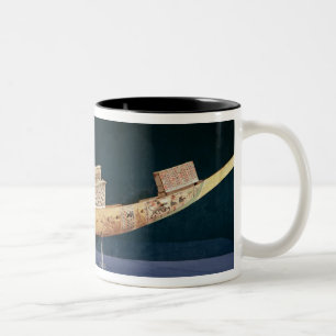Caneca De Café Em Dois Tons Modelo reduzido de um barco do túmulo