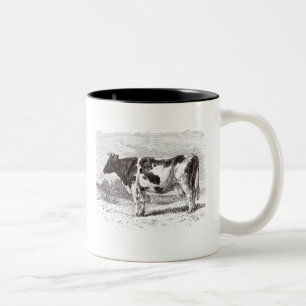 Caneca De Café Em Dois Tons Modelo retro das vacas da grande vaca holandesa