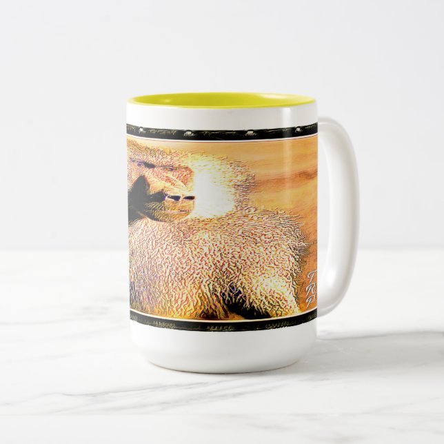 Caneca De Café Em Dois Tons Modelos primatas: Hamadryas baboon 01 (Frente Esquerda)