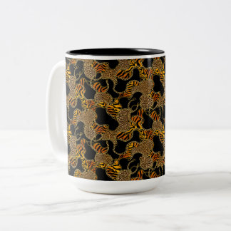 Caneca De Café Em Dois Tons Modern Baroque Glam Animal Print With Chains 