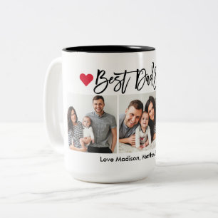Caneca De Café Em Dois Tons Modern Brush Script Heart 3 Photo Best Pai Nunca