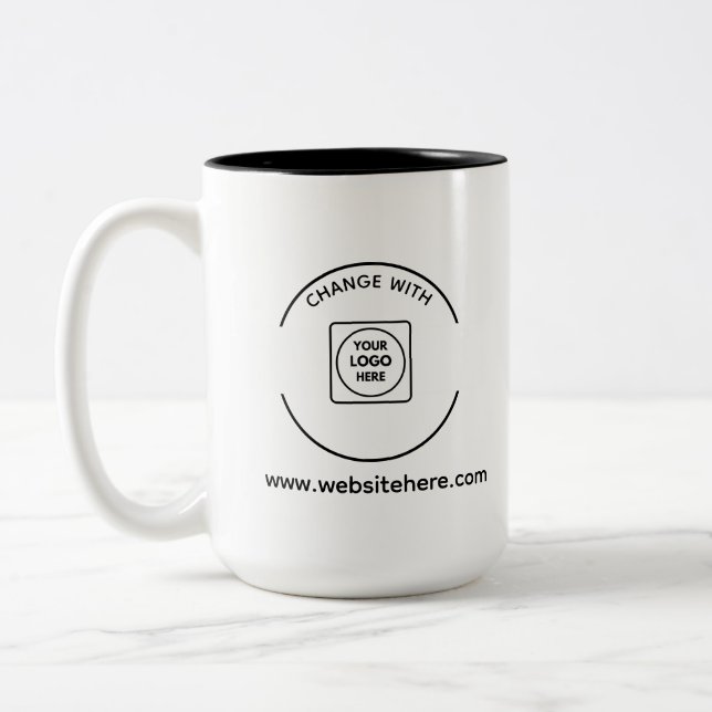 Caneca De Café Em Dois Tons Modern Business Logo Website Two Tone Mug (Esquerda)