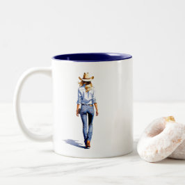 Caneca De Café Em Dois Tons Modern Cowgirl Walk