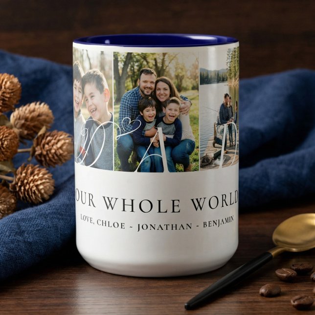 Caneca De Café Em Dois Tons Modern Dad Photo Collage Fathers Day keepsake Gift (Modern Dad Photo Collage Fathers Day keepsake Gift Two-Tone Coffee Mug)