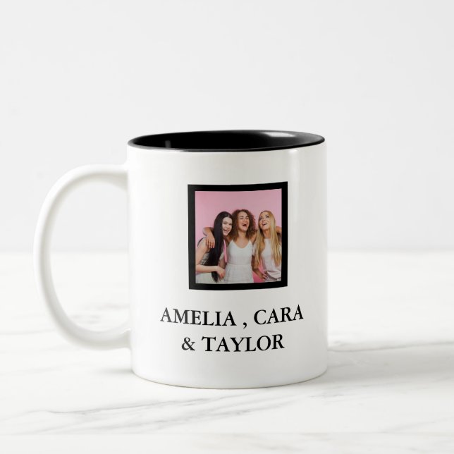 Caneca De Café Em Dois Tons Modern Friend Collage Photos Simple (Esquerda)