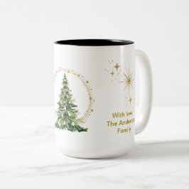 Caneca De Café Em Dois Tons Modern Gift, Christmas Tree Gold Glitter White