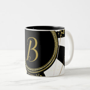 Caneca De Café Em Dois Tons Modern Glam Deco Black White Dourado Girly Unique