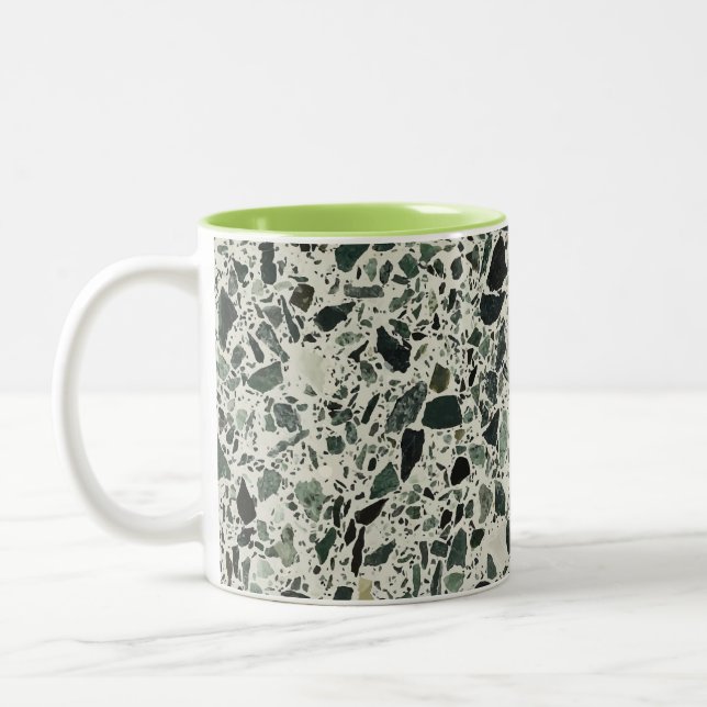 Caneca De Café Em Dois Tons Modern Green Terrazzo (Esquerda)
