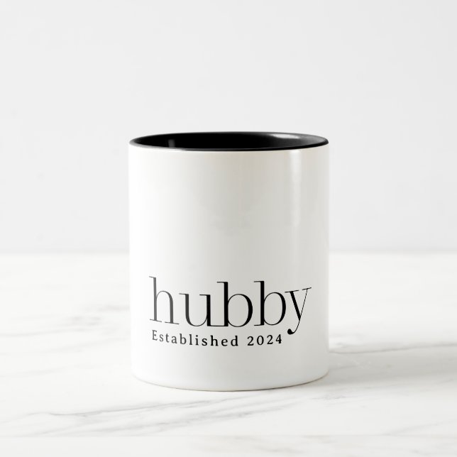 Caneca De Café Em Dois Tons Modern Hubby Husband (Centro)