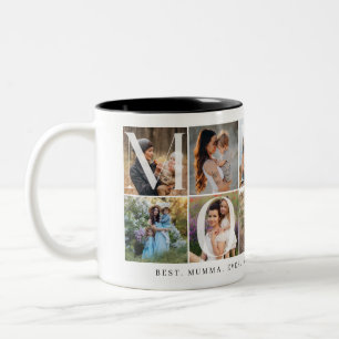Caneca De Café Em Dois Tons Modern Momma Collage, 10 Photo Grid, Presente para