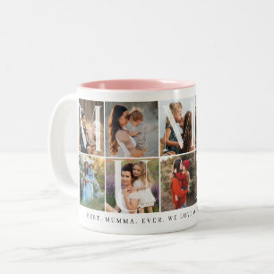 Caneca De Café Em Dois Tons Modern Mumma Collage, 10 Photo Grid, Presente para