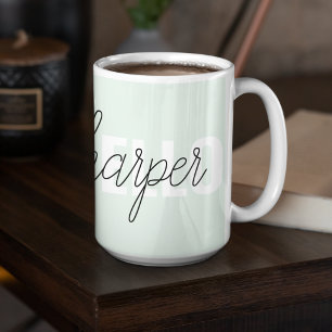 Caneca De Café Em Dois Tons Modern Pastel Mint Hello E Você Nome