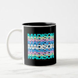 Caneca De Café Em Dois Tons Modern Typography | Custom Name Pastel Holographic