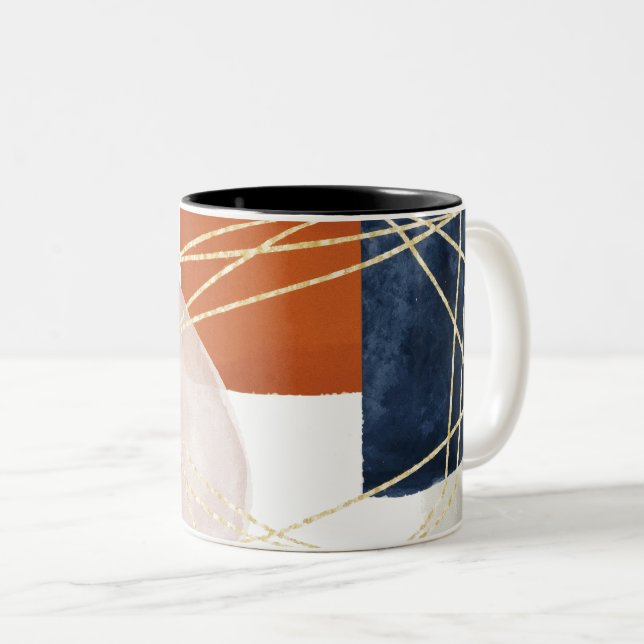 Caneca De Café Em Dois Tons Moderna Abstrato Geométrico do Século Médio (Frente Esquerda)