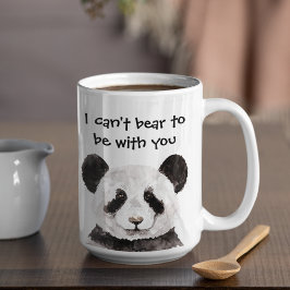 Caneca De Café Em Dois Tons Moderna citação Romântica com Panda Negra e Branca
