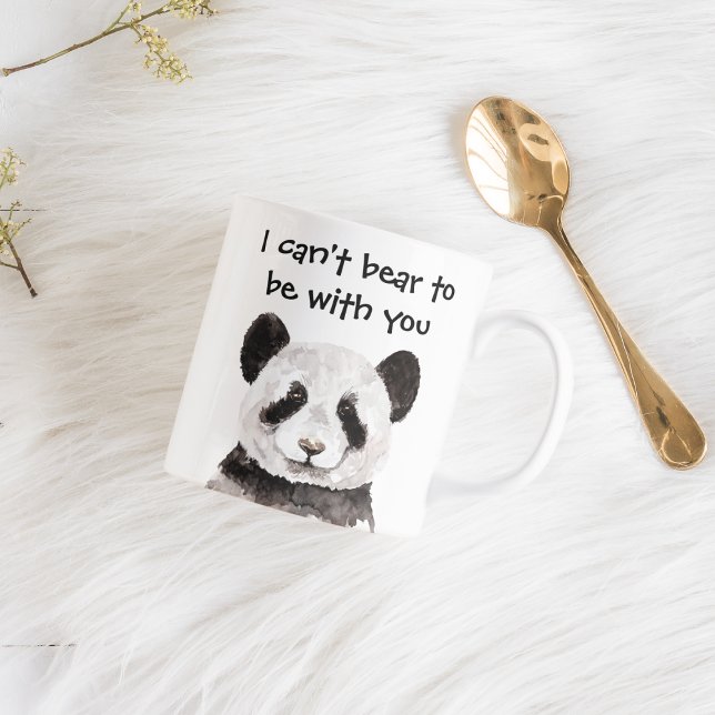 Caneca De Café Em Dois Tons Moderna citação Romântica com Panda Negra e Branca (Criador carregado)
