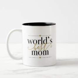 Caneca De Café Em Dois Tons Moderno Elegante Preto e Dourado Melhor Mãe do Mun
