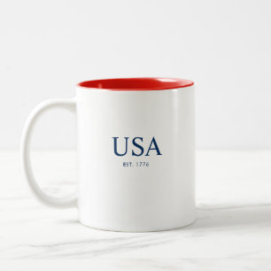 Caneca De Café Em Dois Tons Moderno EUA Estabelecido em 1776 Presente Vermelho