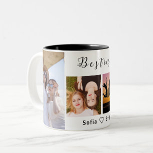 Caneca De Café Em Dois Tons Moderno Melhores Amigas 4 Fotos Com nomes