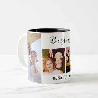 Caneca De Café Em Dois Tons Moderno | Melhores Amigas | 4 Fotos Com nomes