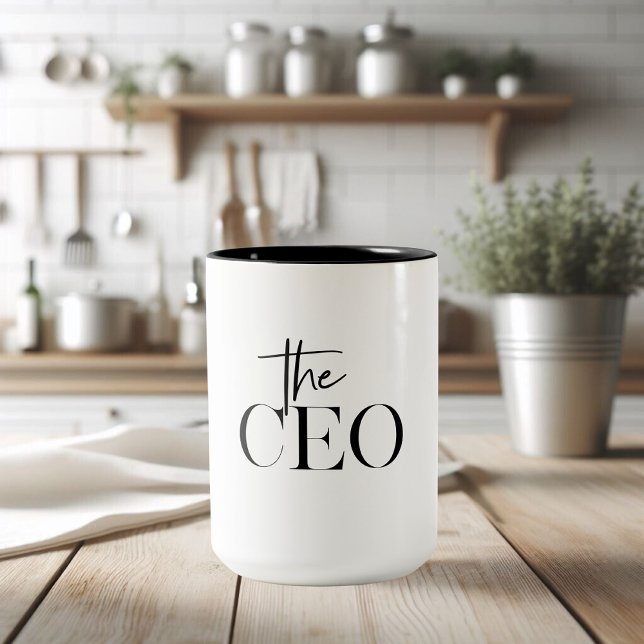 Caneca De Café Em Dois Tons Moderno Mínimo O CEO Preto (Criador carregado)