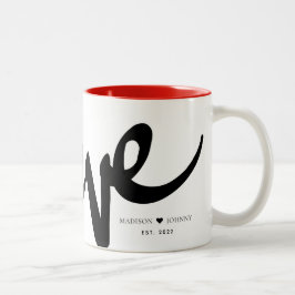 Caneca De Café Em Dois Tons Moderno Script Manuscrito Ame Seu Nome