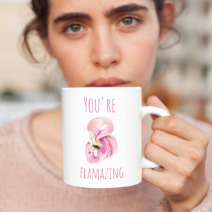 Caneca De Café Em Dois Tons Moderno Você É Flagrante Beleza Rosa Flamingo