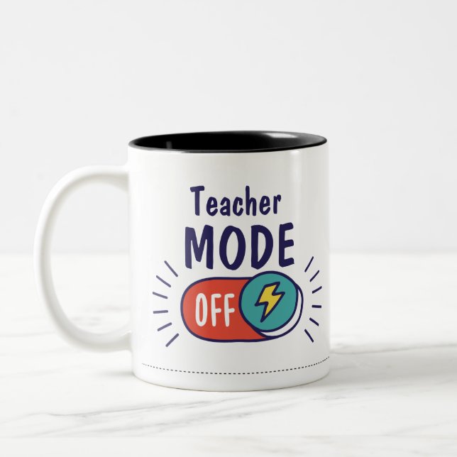 Caneca De Café Em Dois Tons Modo de Professora Desligado Trabalho Engraçado (Esquerda)
