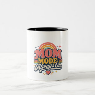 Caneca De Café Em Dois Tons Modo Mamãe Sempre Ativado Presente do Dia das Mães