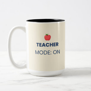 Caneca De Café Em Dois Tons Modo Professor Ativado Design de Ensino Divertido