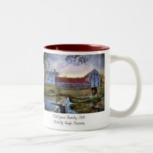 Caneca De Café Em Dois Tons "Moinho verde velho da família "