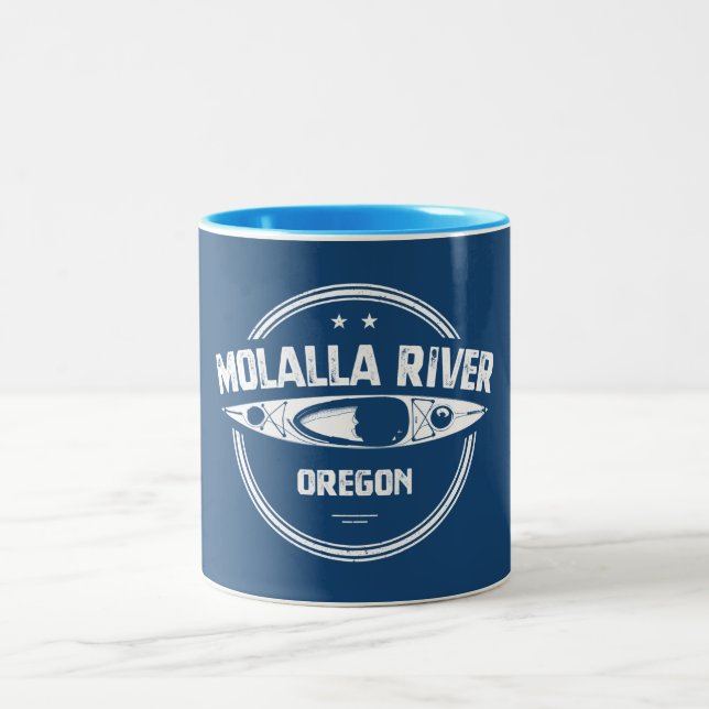 Caneca De Café Em Dois Tons Molalla River Oregon Kayaking (Centro)