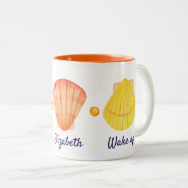 Caneca De Café Em Dois Tons Molas de Água Vermelhas e Amarelas Mug