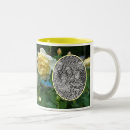 Caneca De Café Em Dois Tons Moldura de Flor Rosa Amarelo Crie sua própria foto