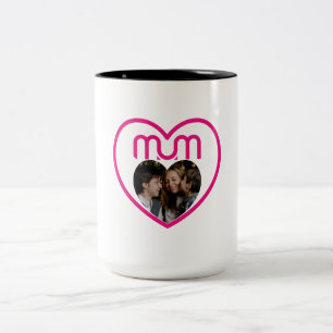 Caneca De Café Em Dois Tons Moldura de foto Pink MUM Love