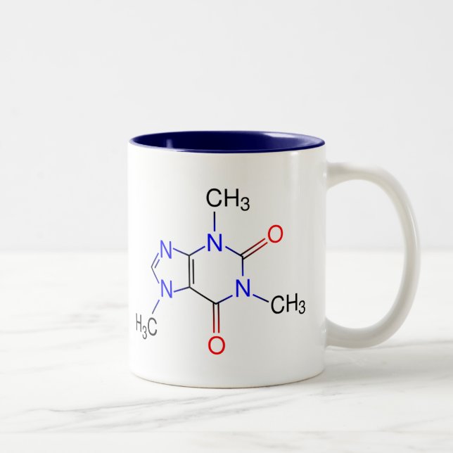 Caneca De Café Em Dois Tons Molécula da cafeína (Direita)