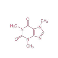 Molécula de cafeína rosa