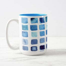Caneca De Café Em Dois Tons Molho de Aquarela Azul