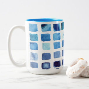 Caneca De Café Em Dois Tons Molho de Aquarela Azul