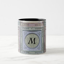 Caneca De Café Em Dois Tons Molho Estilado, Damask Monogramado